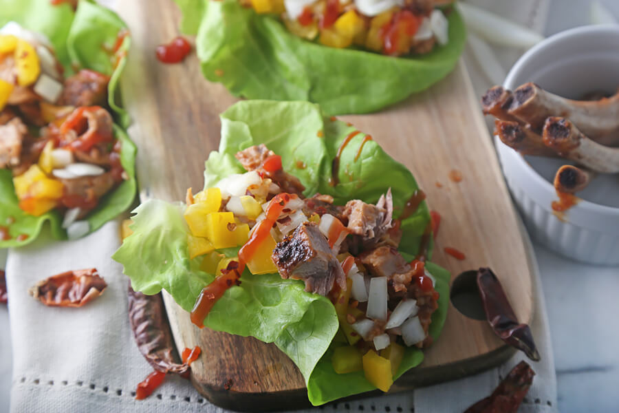 Spicy Pulled Pork Lettuce Wraps