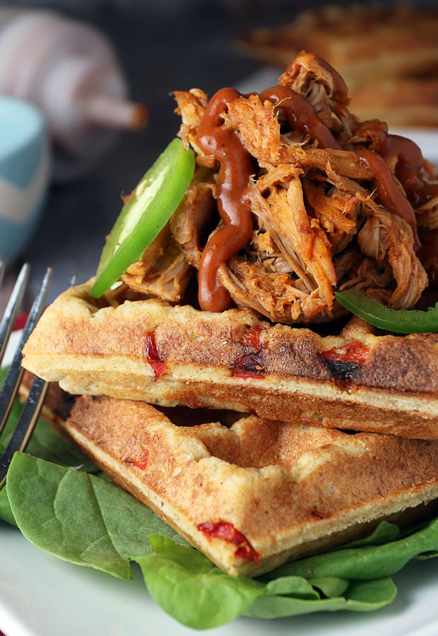 Tender and juicy BBQ Pulled Pork layered on a crisp "cornbread" waffle! Shared via iqyxmeyx.top/