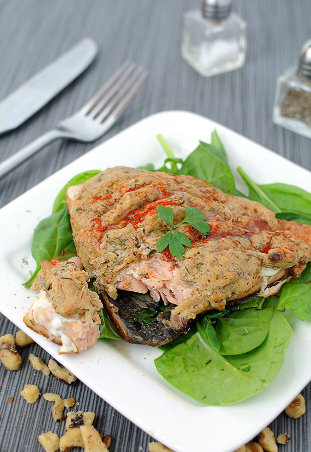 Elevate your usual salmon dish by encrusting with a walnut butter base and searing the skin until crisp. Shared via //iqyxmeyx.top/
