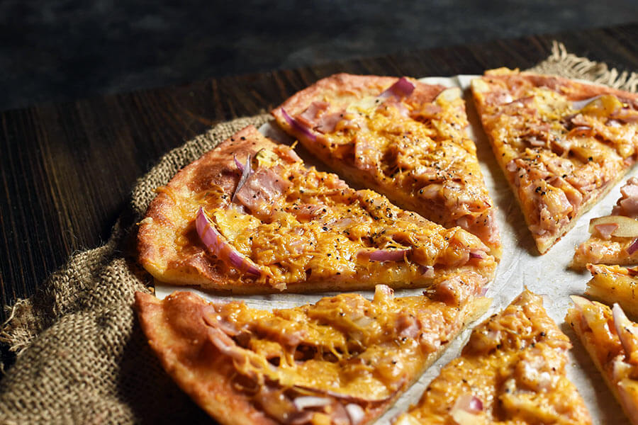 apple and ham flatbread
