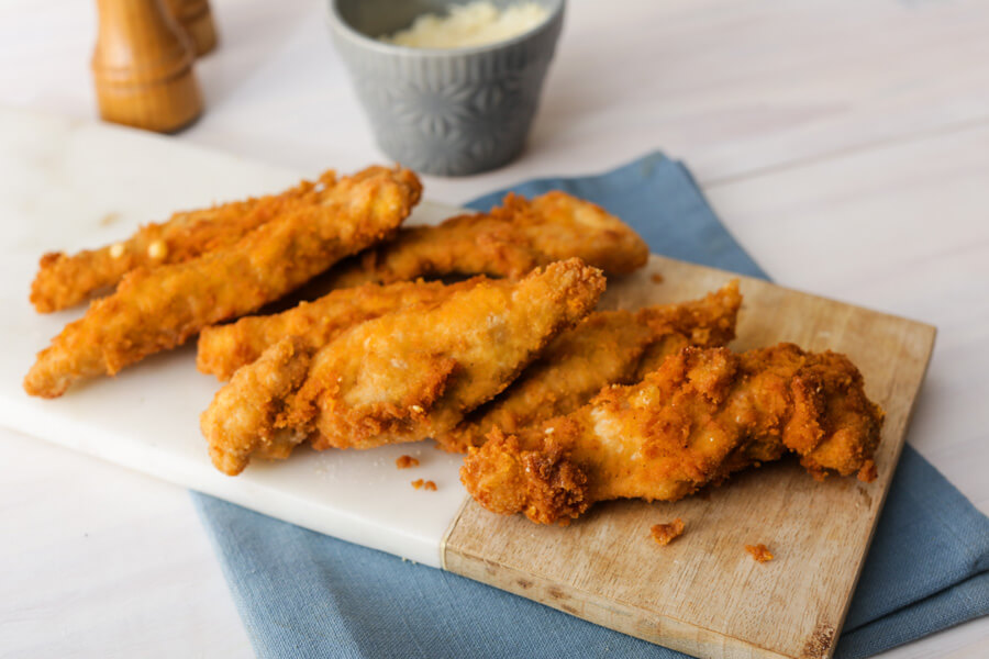Chick-Fil-A style keto chicken tenders on a serving platter.