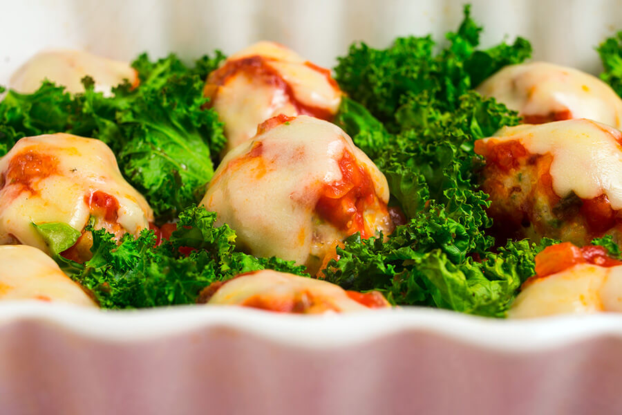 Keto Meatball Parm & Kale Casserole